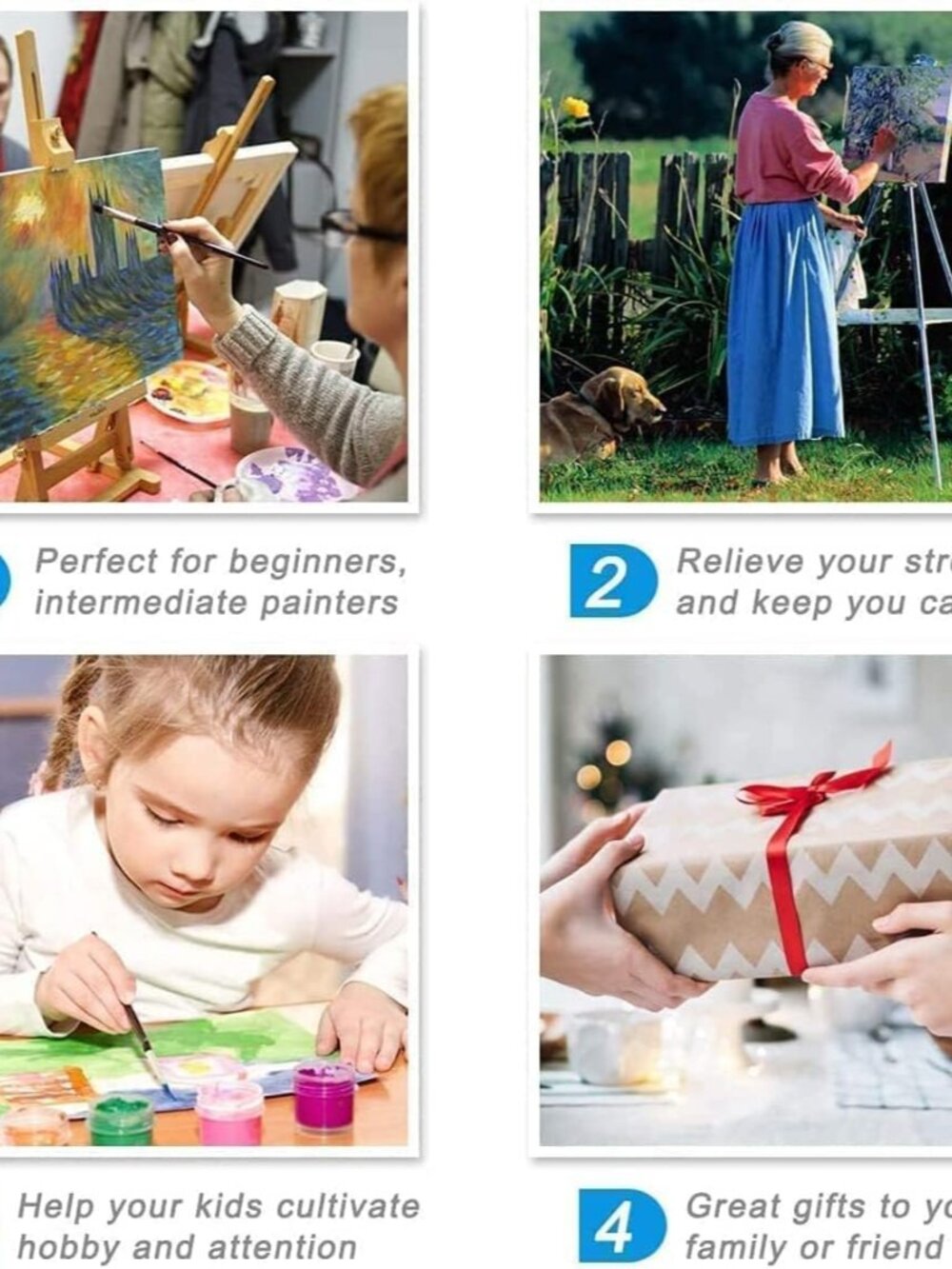 Paint by Numbers for Adults and Kids Beginner, 4 Pack Painting by Number Kits On - Picture 4 of 6